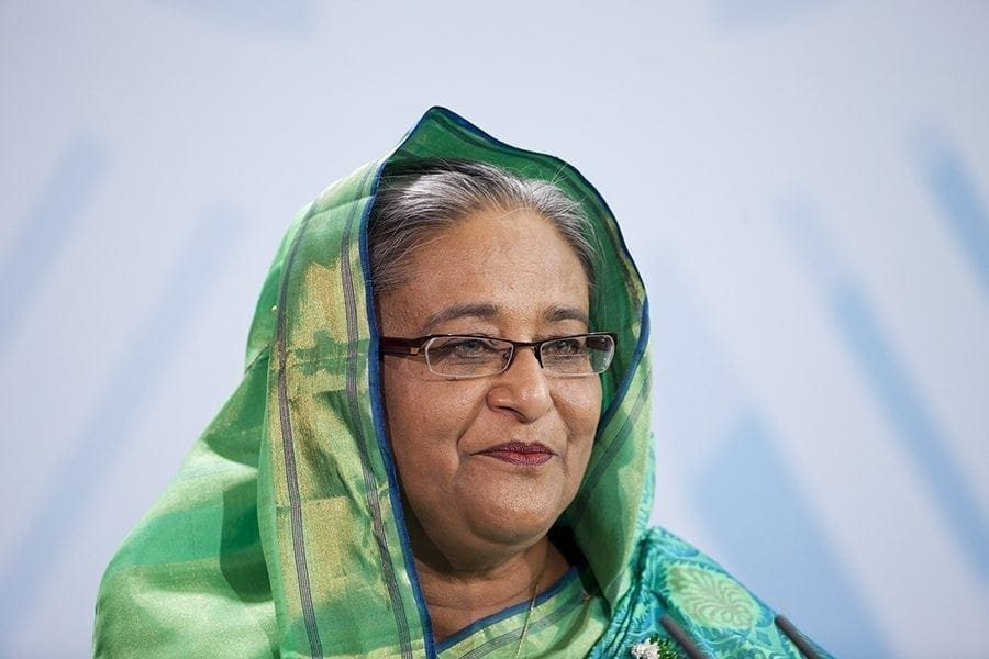 BERLIN, GERMANY - OCTOBER 25: Sheikh Hasina Wajed, Bangladesh's prime minister, attends a press conference with German Chancellor Angela Merkel at the Chancellory on October 25, 2011 in Berlin, Germany. Sheikh Hasina Wajed visits Germany during a state visit. (Photo by Carsten Koall/Getty Images) Picture from MyGreenPod Sustainable News