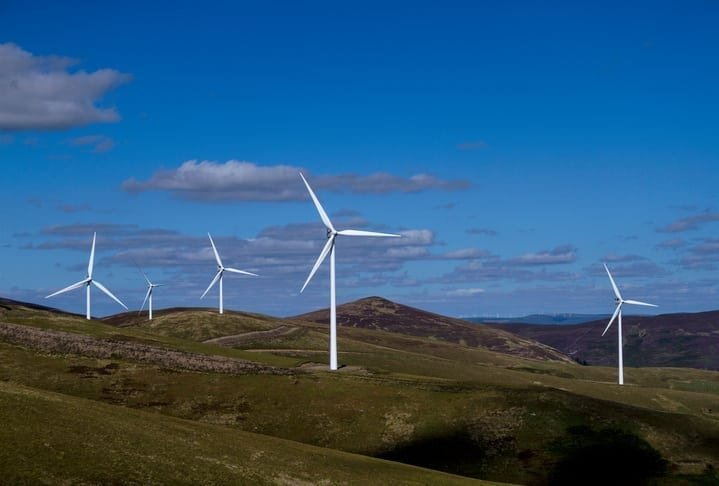 Wind turbines in the Scottish Borders