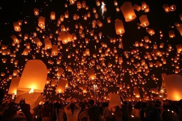 Lantern release, Thailand