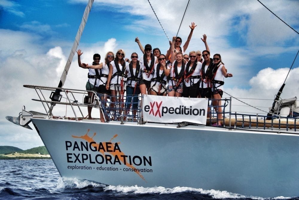 Crossing the finish line of eXXpedition Atlantic. Credit: eXXpedition