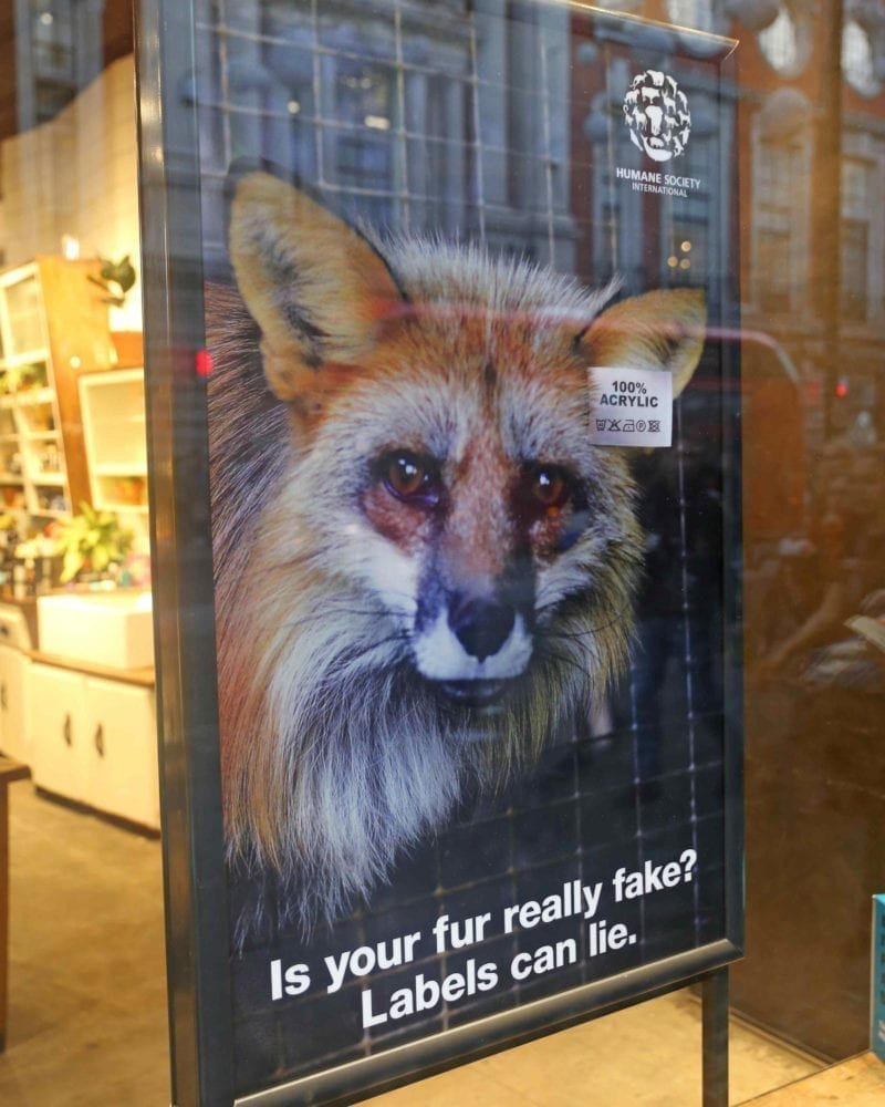 Fake fur shop window at Lush