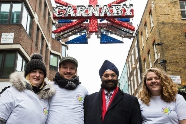 Ranjit Baxi and team celebrate Global Recycling Day on Carnaby Street, London