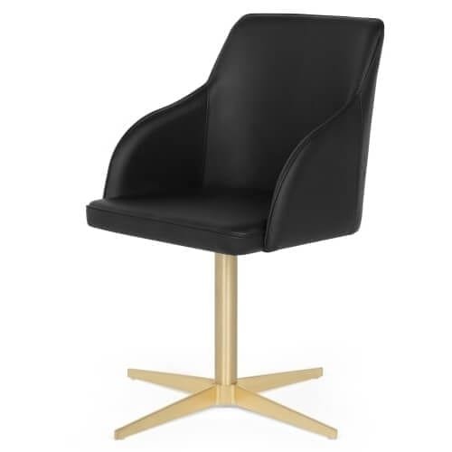 MADE.com Keira Office Chair in Black PU and Brass