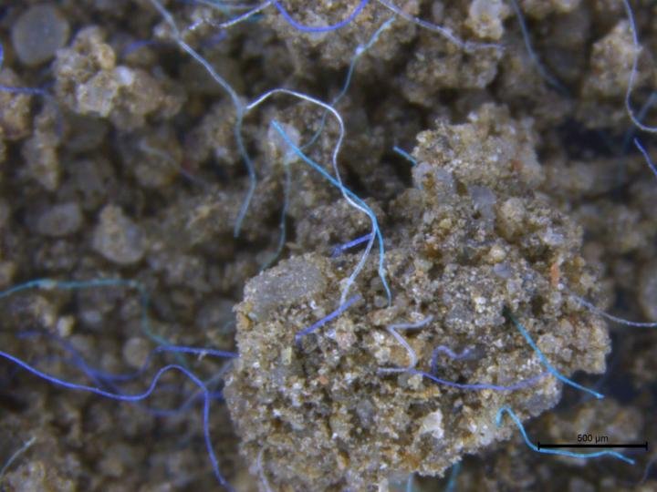 Polyacrylic fibres in soil