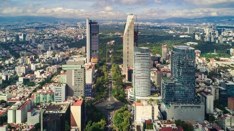 Skyline of Mexico City's Reforma Avenue