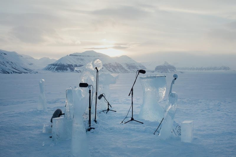 Instruments carved from ice collected in Arctic waters