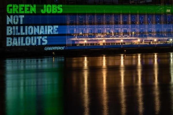 Green jobs not billionaire bailouts