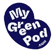 My Green Pod Logo with dancing letters