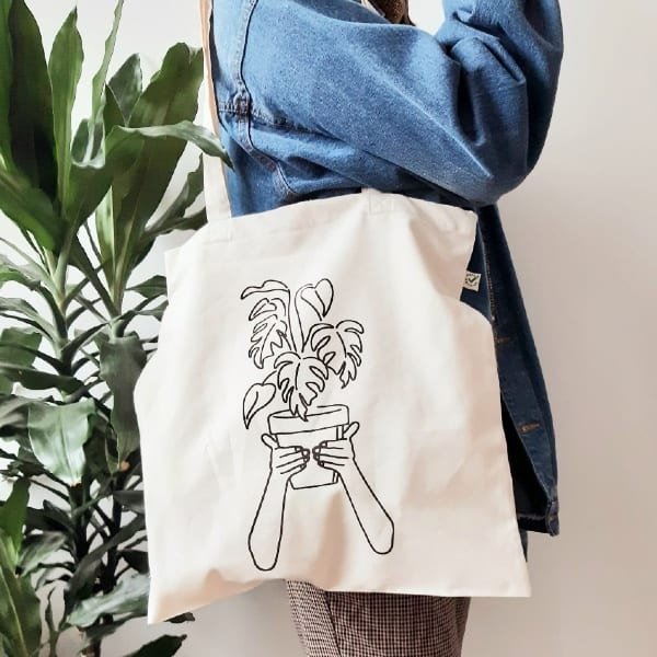 Artful Sonder Plant Lover Tote Bag On Shoulder