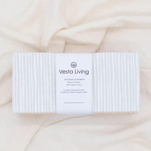Vesta Living Reusable Grey Stripe Cleaning Wipes