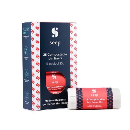 The Seep Company Small Compostable Bin Liners 5 x 10L Rolls (Multi-Pack, 125 Bags)