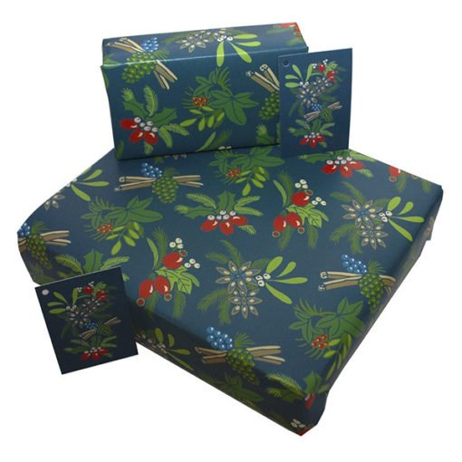 Re-Wrapped Christmas Leaves And Berries Wrapping Paper