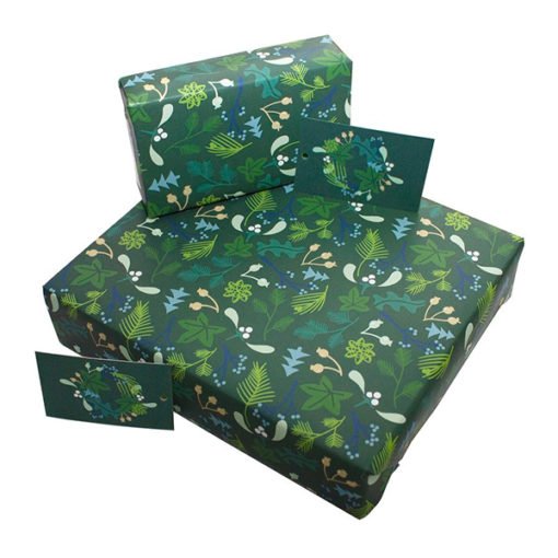 Re-Wrapped Christmas Leaves And Berries Wrapping Paper