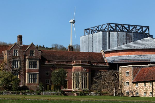 Glyndebourne opera house and wind turbine