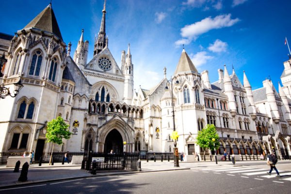 Exterior of the famous Royal Courts of Justice in London