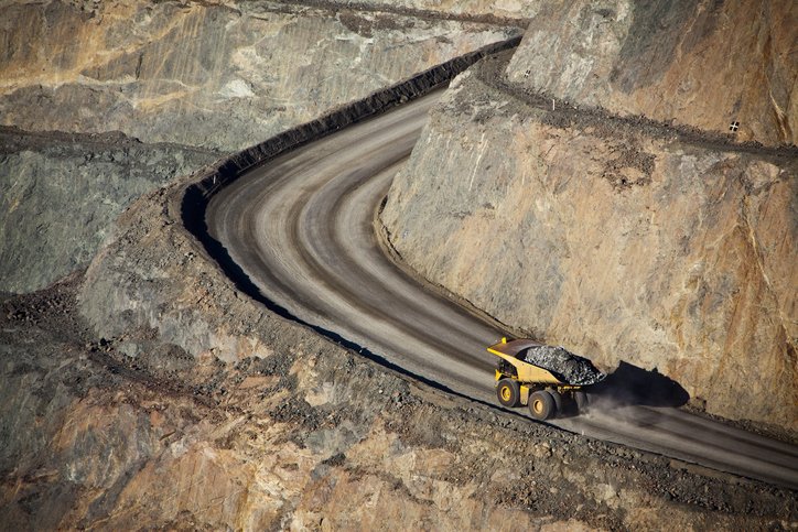 Large truck transports gold ore from the Super Pit, Open cast mine