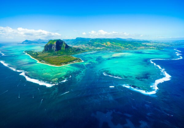 Aerial view of Mauritius island, Western Indian Ocean