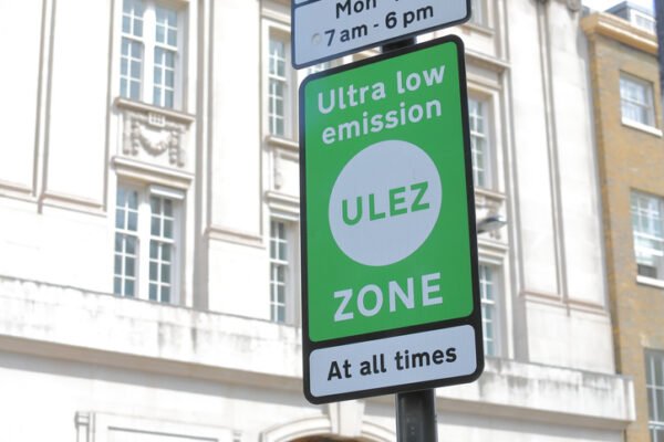 Ultra low emission ULEZ Zone sign, London