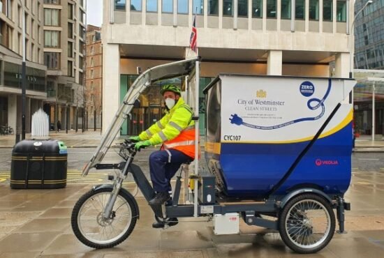 A cargo bike used for street cleaning in Westminster