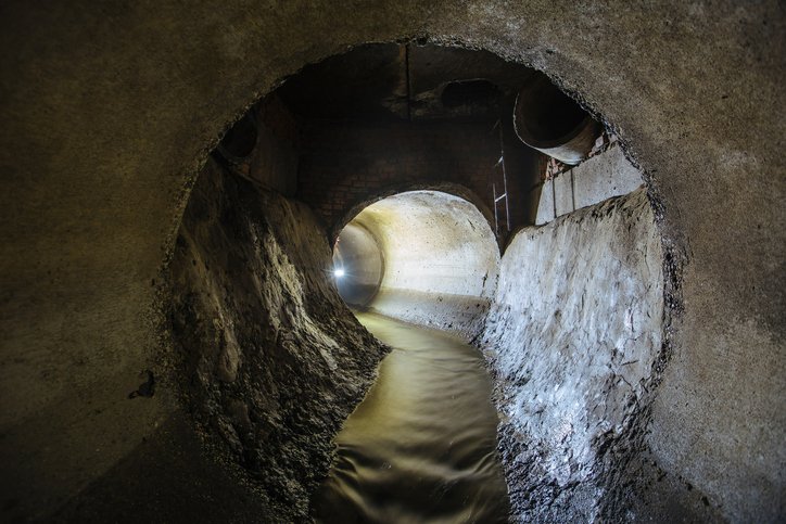 Inside underground urban sewer system