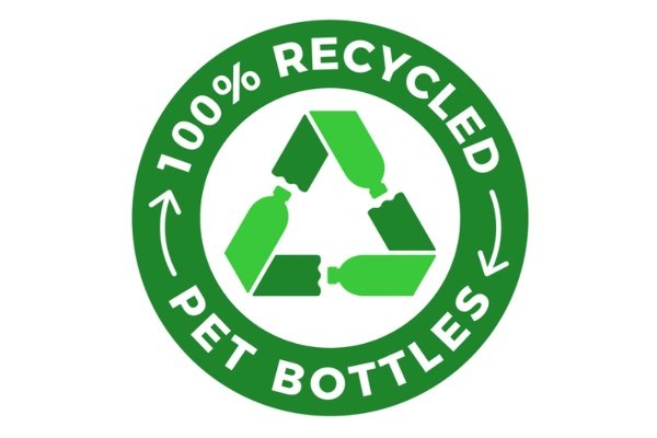 !00% recycled PET bottles logo