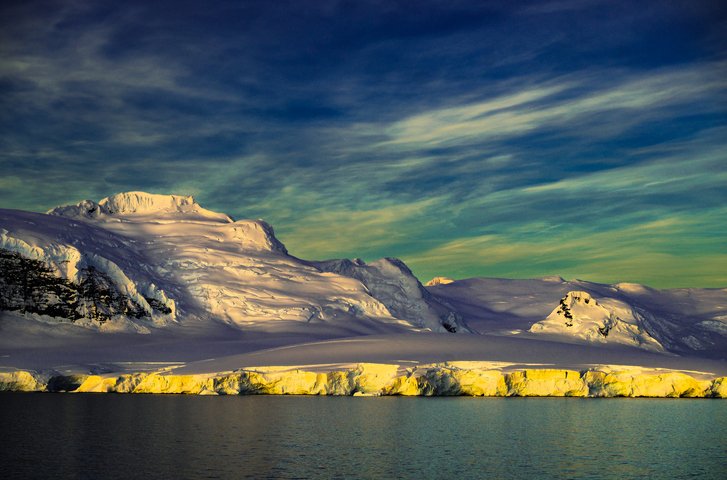 Twilight on Antarctic peninsula