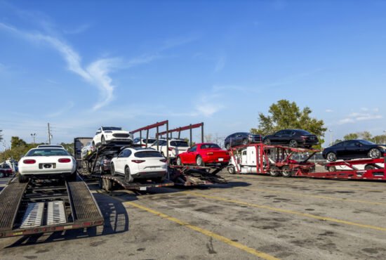 Car transportation truck and used cars